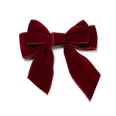 Fluwelen strik met clip burgundy 20cm