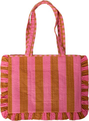 Tas strepen, roze/bruin
