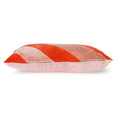 Striped velvet cushion red/pink, 40x60cm