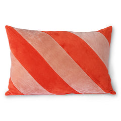Striped velvet cushion red/pink, 40x60cm