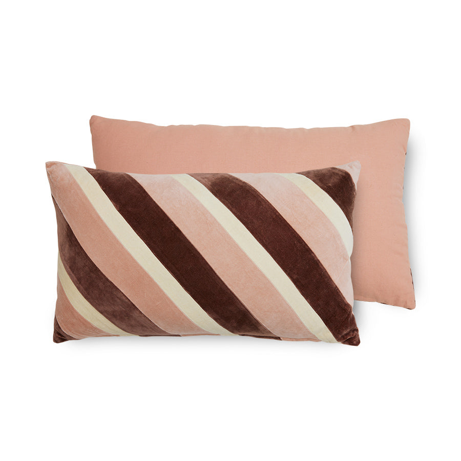 Striped velvet cushion