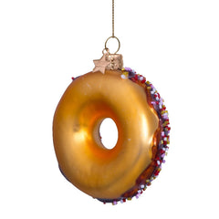 Ornament glass brown donut w/decoration H11cm