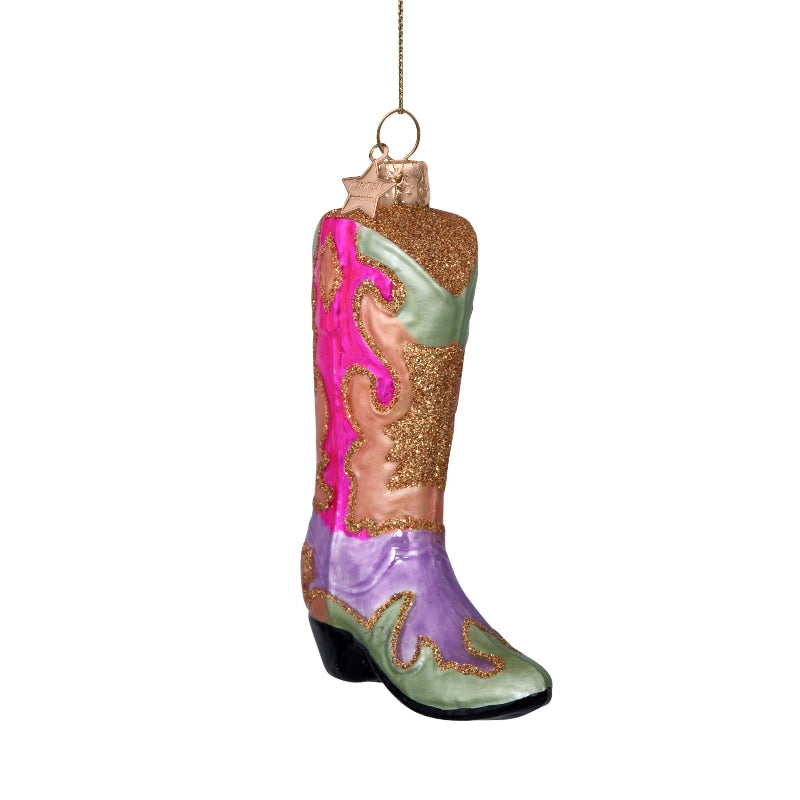 Ornament glass multicolor cowboy boot H12cm