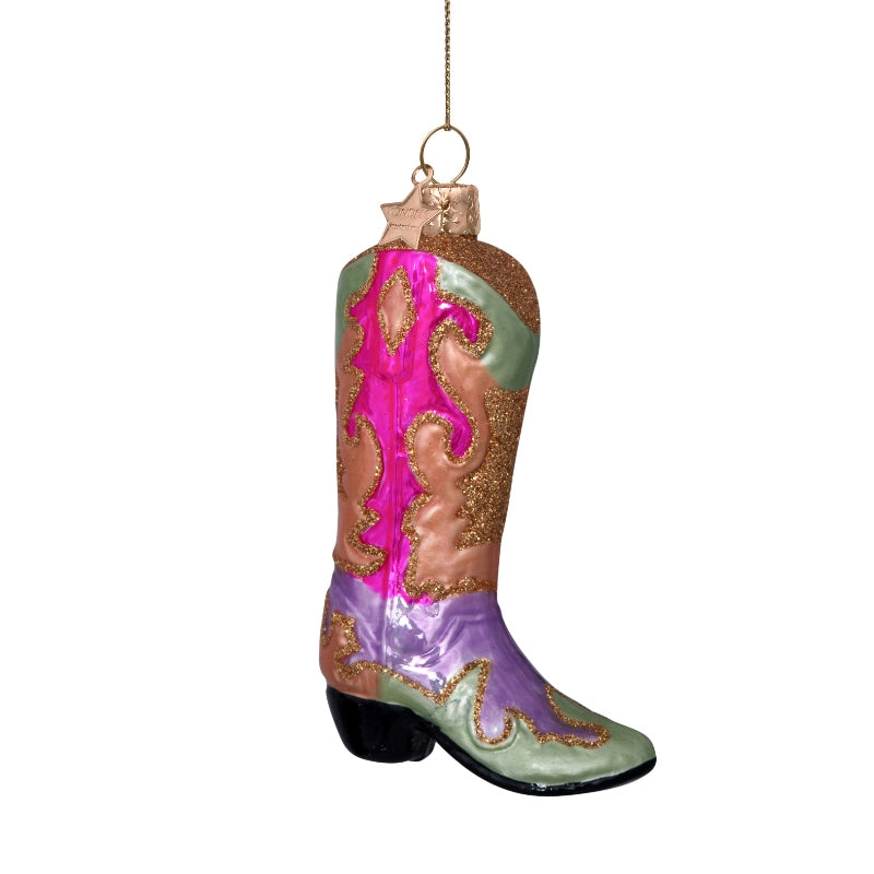 Ornament glass multicolor cowboy boot H12cm