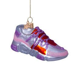 Glazen kerst decoratie roze/rode sneaker H6cm