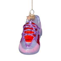 Glazen kerst decoratie roze/rode sneaker H6cm