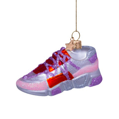 Glazen kerst decoratie roze/rode sneaker H6cm