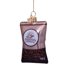 Glazen kerst decoratie opaal koffiebonen H9.5cm