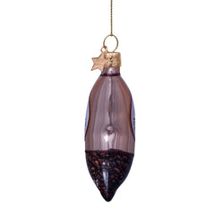 Glazen kerst decoratie opaal koffiebonen H9.5cm