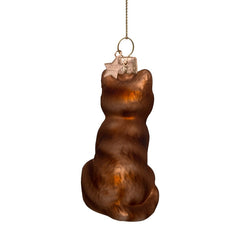 Glazen kerst decoratie rode kat H8cm
