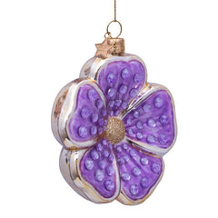 Ornament glass soft purple opal flower w/diamonds H9cm