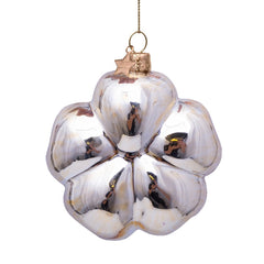 Ornament glass soft purple opal flower w/diamonds H9cm