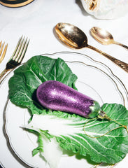 Ornament glass purple eggplant H13cm