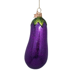 Ornament glass purple eggplant H13cm