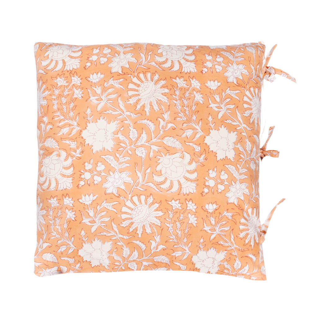Cushion cover blockprint blush flower