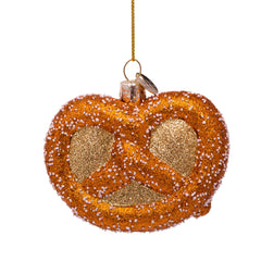 Ornament glass gold pretzel H6cm