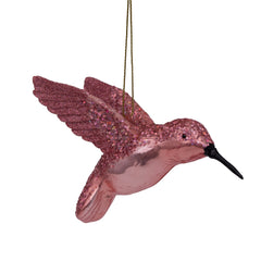 Ornament glass pink opal hummingbird H11cm