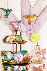 Ornament glass pink opal hummingbird H11cm