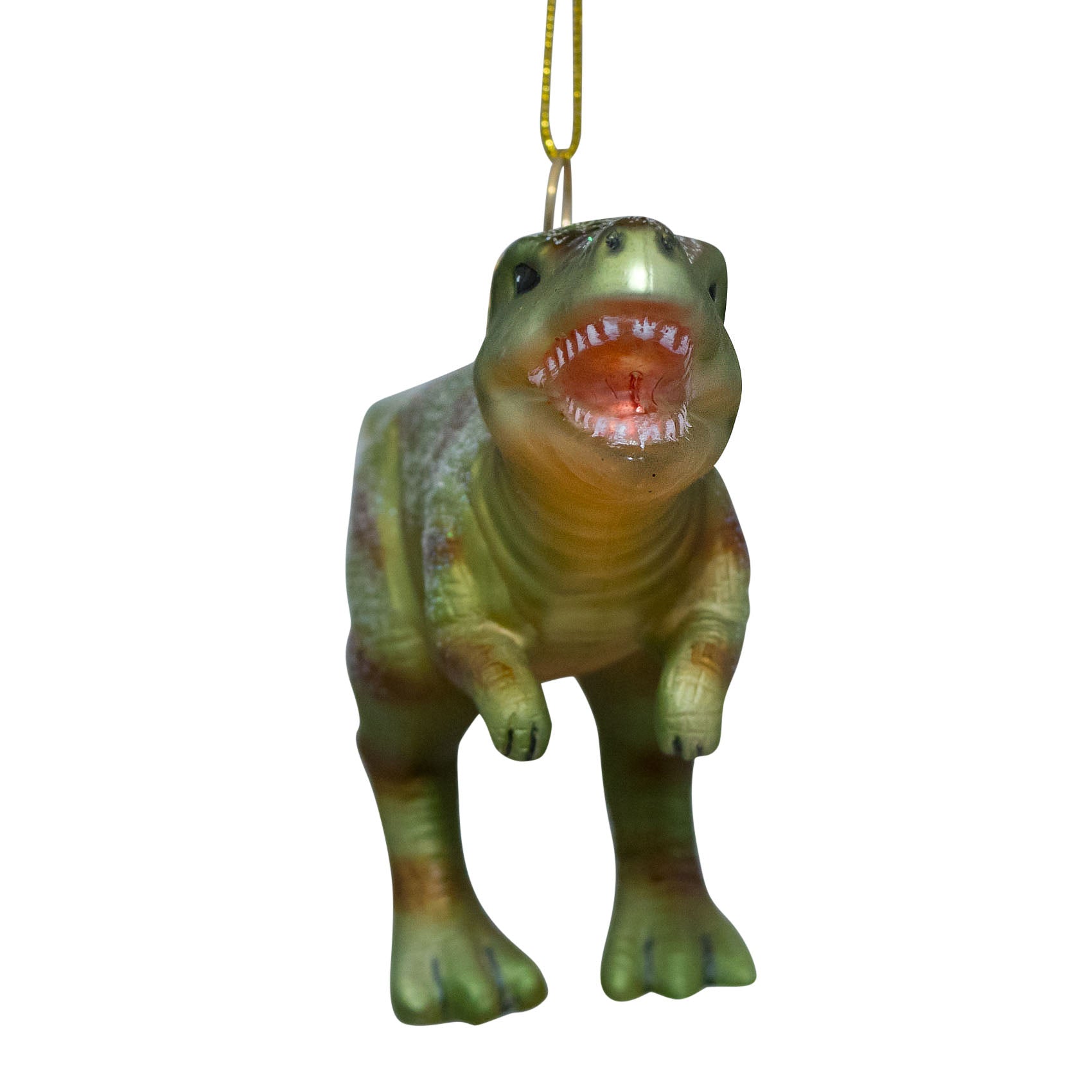 Ornament glass green dino H9cm