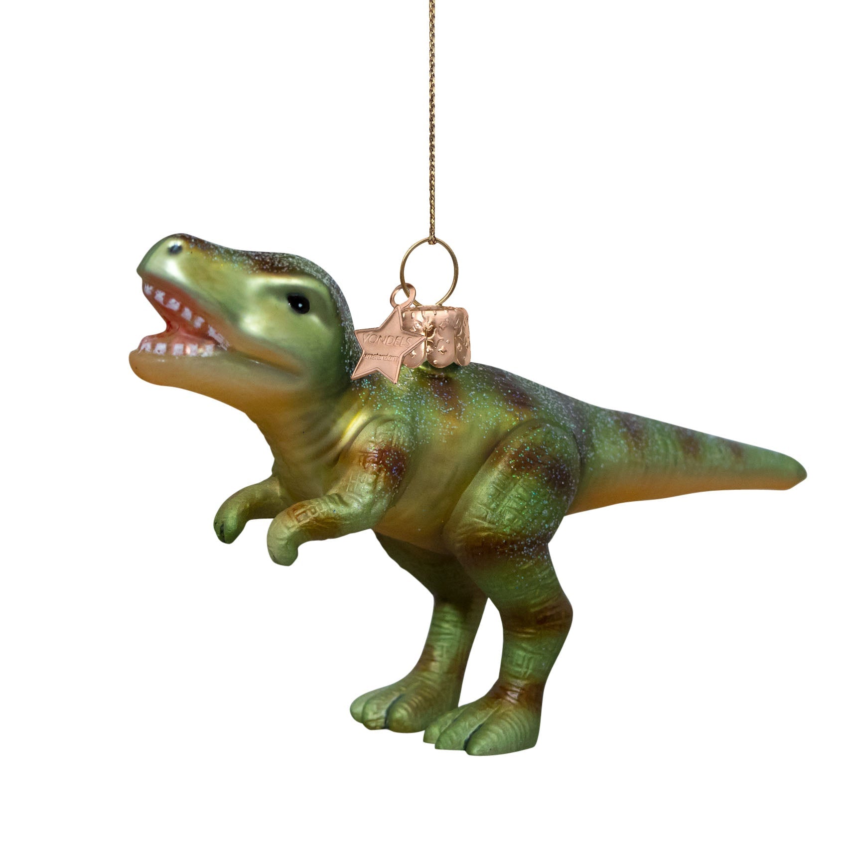 Ornament glass green dino H9cm