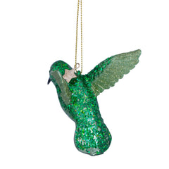Ornament glass soft green opal hummingbird H8.5cm