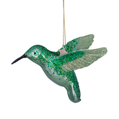 Ornament glass soft green opal hummingbird H8.5cm