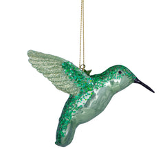 Ornament glass soft green opal hummingbird H8.5cm