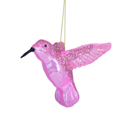 Ornament glass pink opal hummingbird H8.5cm