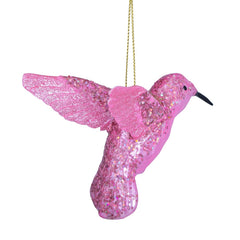 Ornament glass pink opal hummingbird H8.5cm