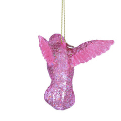 Ornament glass pink opal hummingbird H8.5cm