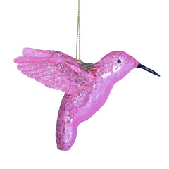 Ornament glass pink opal hummingbird H8.5cm