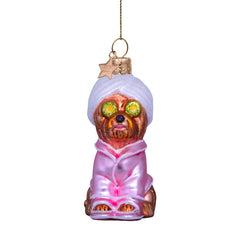Ornament glass selfcare dog H9.5cm
