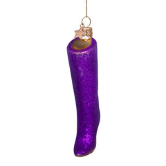Ornament glass strong purple allover glitter boot H11.5cm