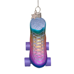 Ornament glass multi soft color rainbow skate H8cm
