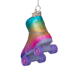 Ornament glass multi soft color rainbow skate H8cm