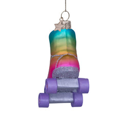Ornament glass multi soft color rainbow skate H8cm