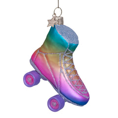 Ornament glass multi soft color rainbow skate H8cm
