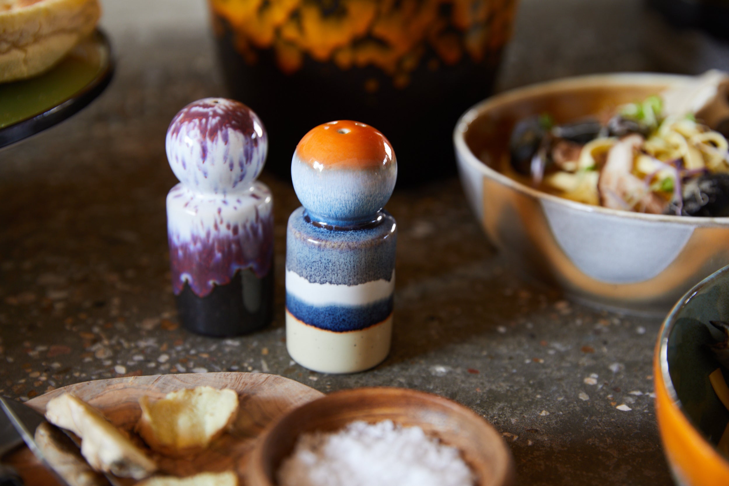 70s ceramics: peper & salt jar, stargaze