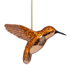Ornament glass cognac hummingbird H8cm