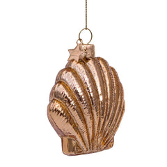 Ornament glass shiny gold shell H7.5cm