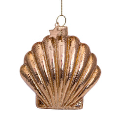 Ornament glass shiny gold shell H7.5cm