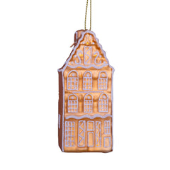 Ornament glass ginger bread canal house H9cm