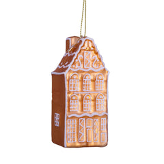 Ornament glass ginger bread canal house H9cm