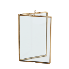 Standing double photo frame - 10x15cm brass