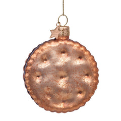 Ornament glass cookie round w/chocolate H8cm