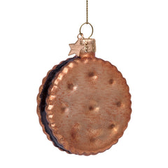 Ornament glass cookie round w/chocolate H8cm
