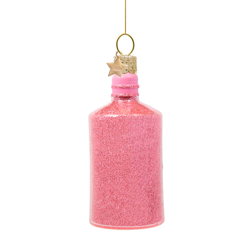 Ornament glass pink gin bottle H10cm