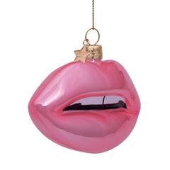 Ornament glass soft pink opal sensual lips H7.5cm