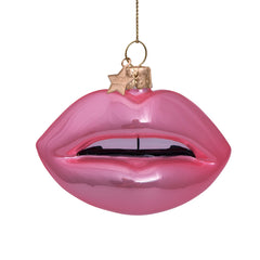 Ornament glass soft pink opal sensual lips H7.5cm