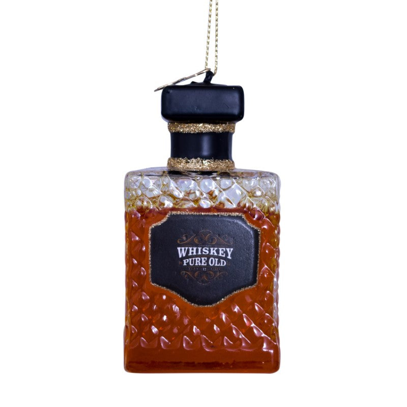 Glazen kerst decoratie transparante whiskyfles H8.5cm